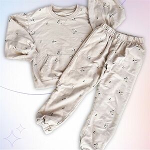 Jessica Simpson Cream Tan White Floral Jogger Set Top & Pants Size 6X